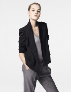 Country Road double breaster blazer $299 Metallic tank $79.95 Pleat-front pants $199 www.countryroad.com.au
