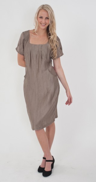 Verily Overall Dress with Sleeves in Stone $160