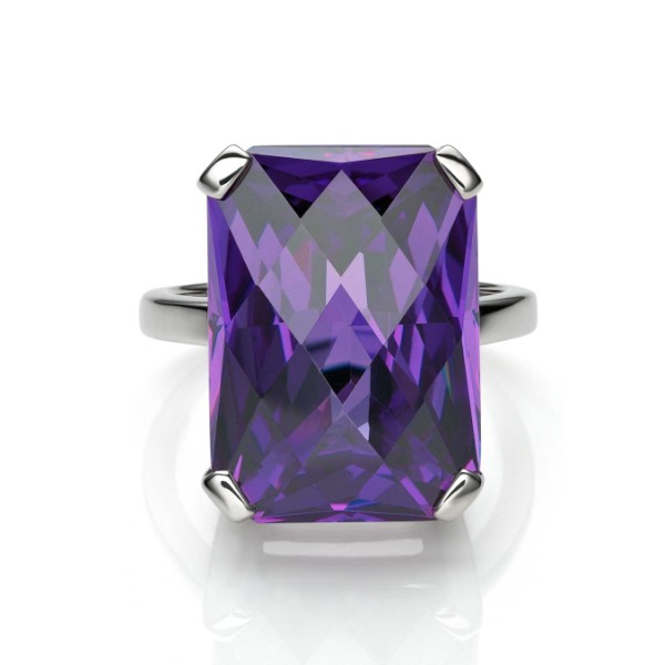 Secrets Shhh Violet diamond simulant cocktail ring in platinum on silver $150 www.secrets-shhh.com