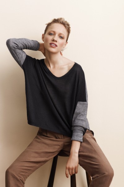Country Road Colour Block knit $129; Pleat front trouser $149