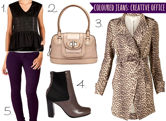 Coloured jeans creative office outfit