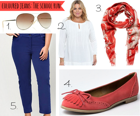 Coloured jeans: the school run outfit idea