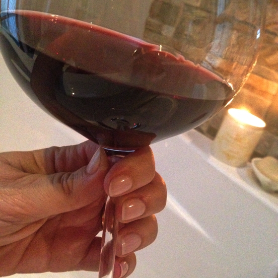 Me time: bath, candle and wine