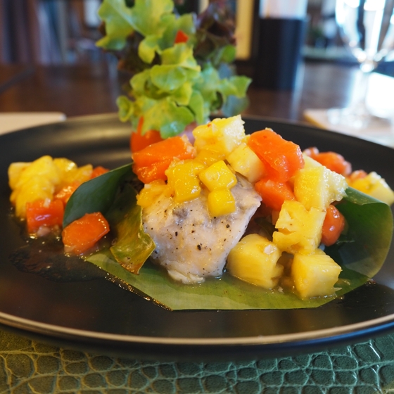 Absolute Sanctuary Koh Samui | Fish wrapped in banana leaf with tropical salsa