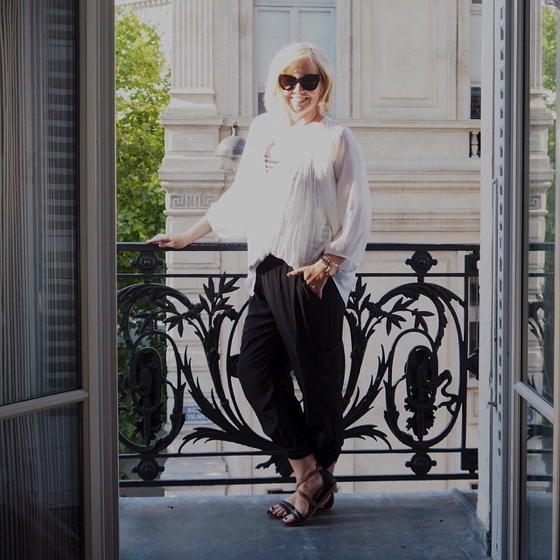 Mela Purdie top and pants | Metalicus tank | Frankie4 Footwear sandals | Karen Walker sunnies