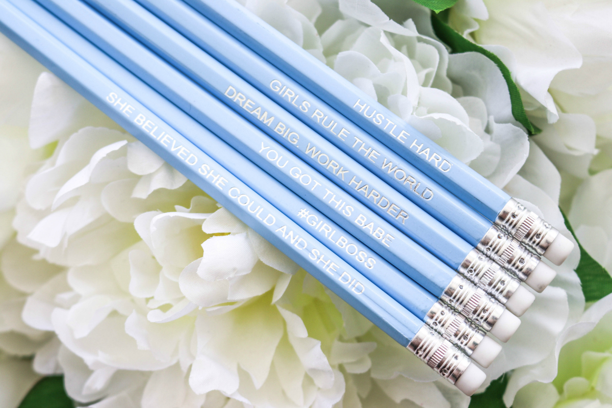 Miss Monogram gift bag inspo pencils