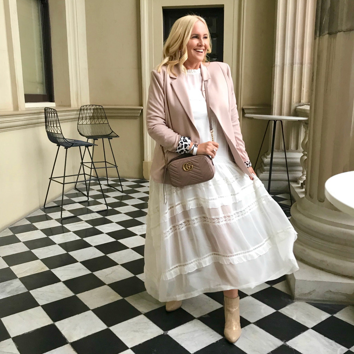 White Label Noba dress Styling You The Label blazer FRANKiE4 Footwear RUTH boots in gold