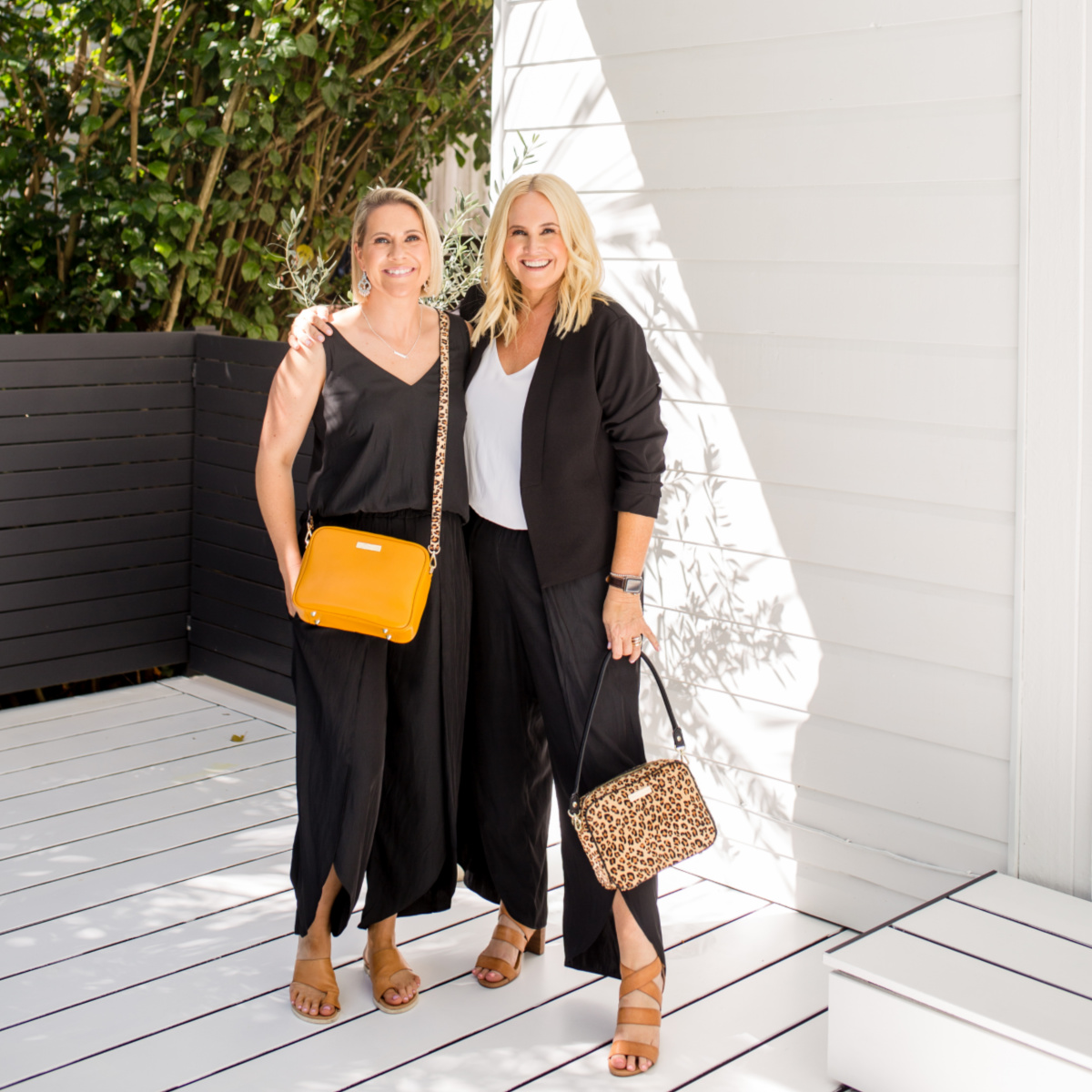 Styling You The Label Rachael technical cami black, Maria technical split pants black, Karen scuba blazer black, Rachael technical cami white - Bec and Nikki 2