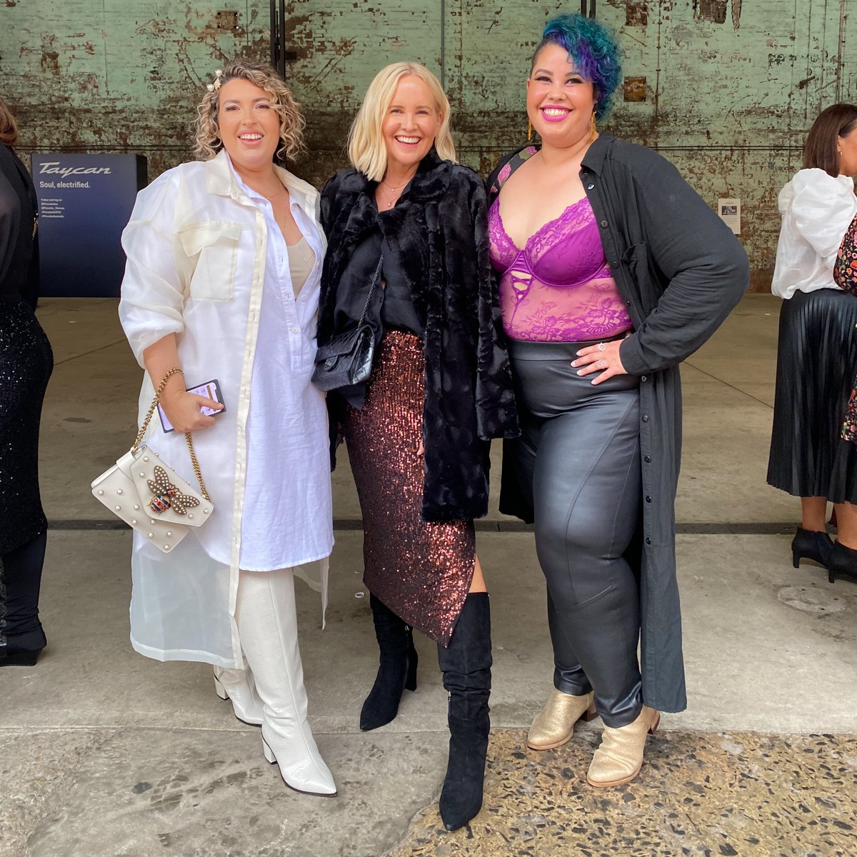 Jo @icurvy Nikki @stylingyou and April @thebodzilla atThe Curve Edit Australian Fashion Week 2022